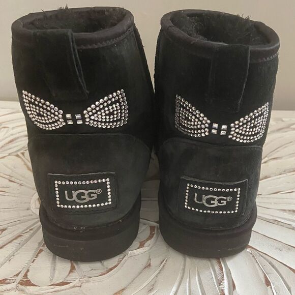 UGG Australia Classic Mini Swarovski Crystal Bow Booties - Picture 1 of 6
